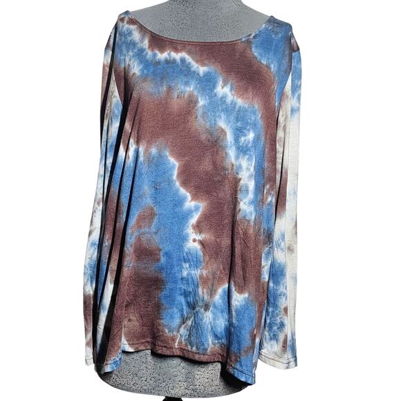 Tie Dye Open Back Long Sleeve Tee Size Large - Picture 1 of 4